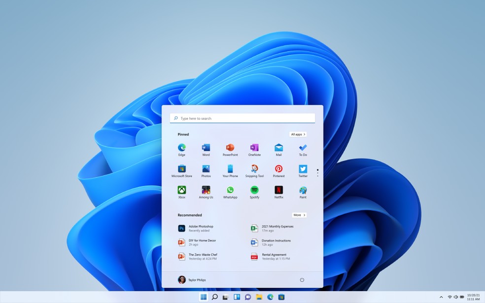 windows-11-1 Windows 11 contará com temas mais centralizados. Foto: Divulgação/Microsoft