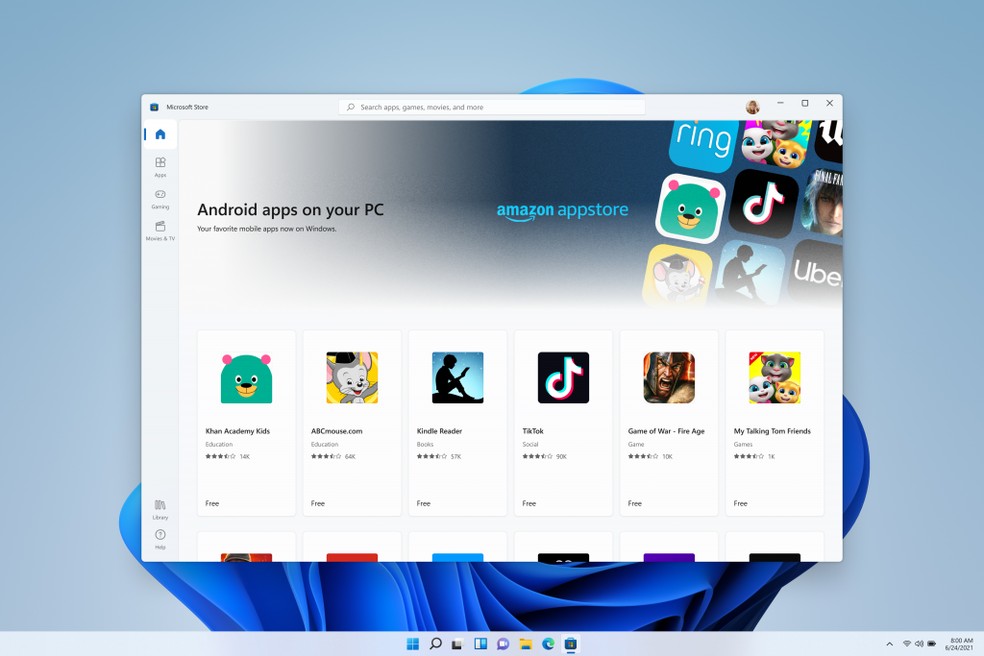 windows-11-9 Windows 11 tem suporte a apps para Android — Foto: Divulgação/Microsoft