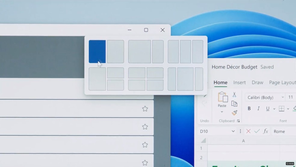 windows-11-snap-layouts-1 Snap Layouts permite escolher como janelas serão distribuídas na tela. — Foto: Reprodução